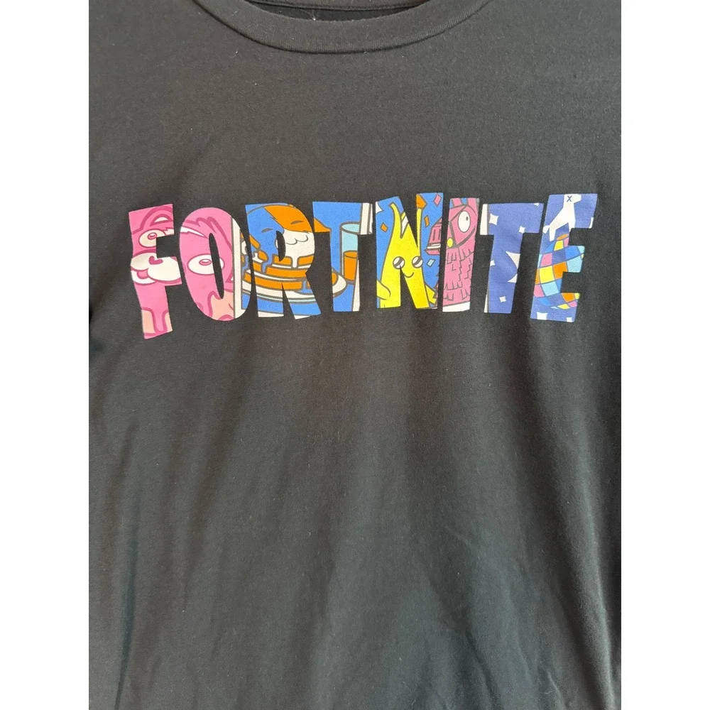 Fortnite Kids Black Long Sleeve Graphic T-Shirt Cotton Blend Size 2XL